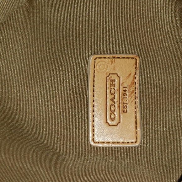 Coach Stripe Tan Leather Buckle Bucket Hat P/Small - Picture 8 of 11